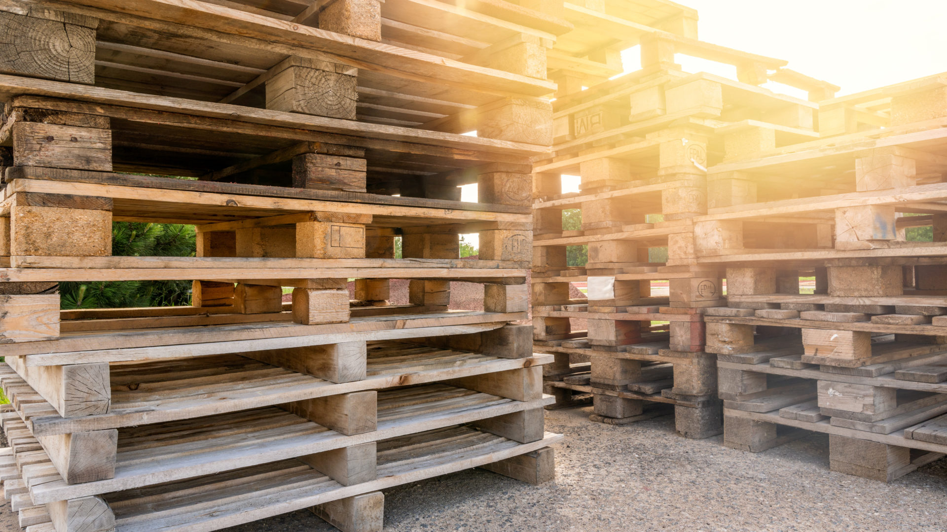 Huge piles of different type of pallet